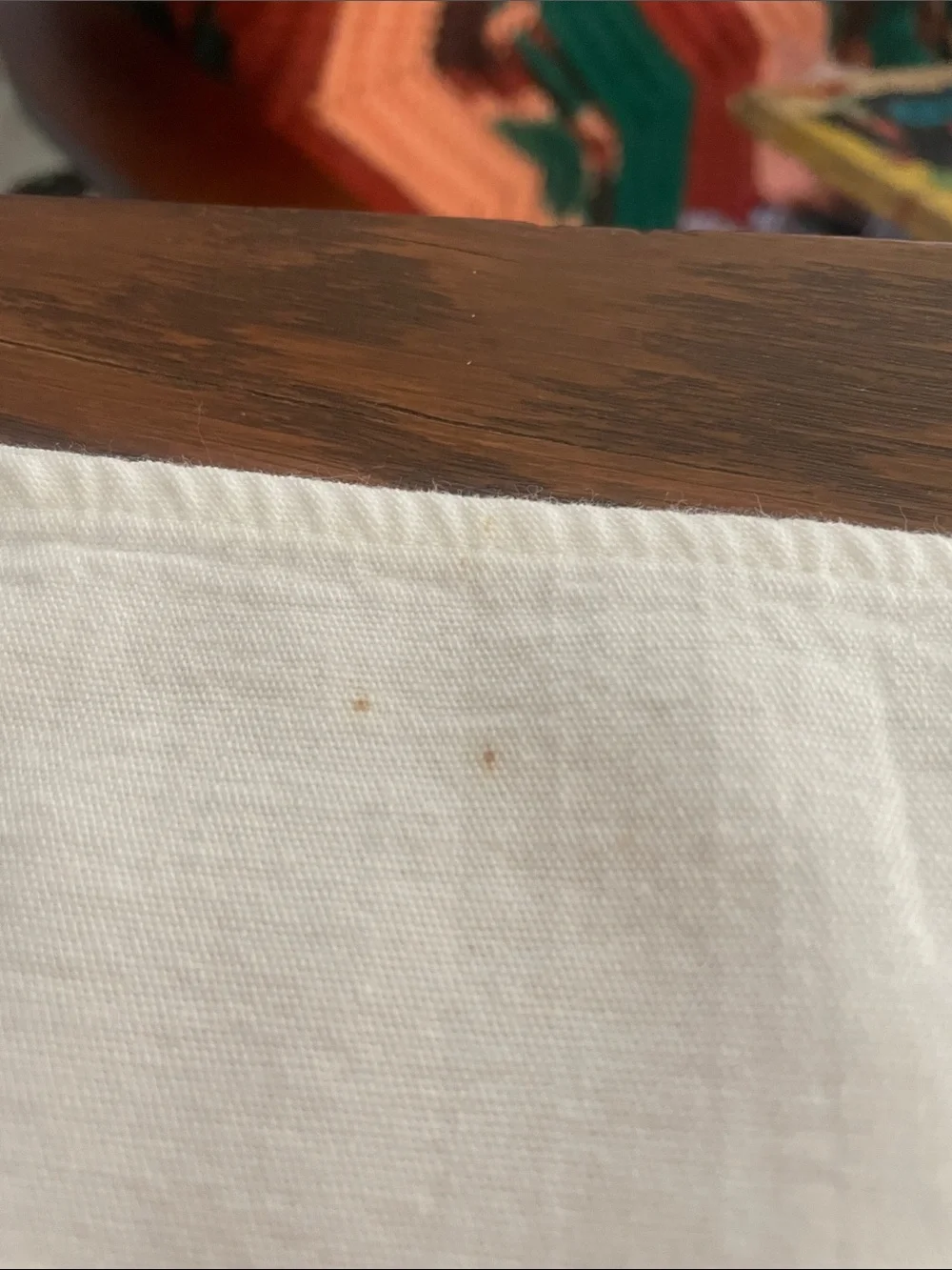 Floral design  Tablecloth in Cream with Orange & Green Accents mid century